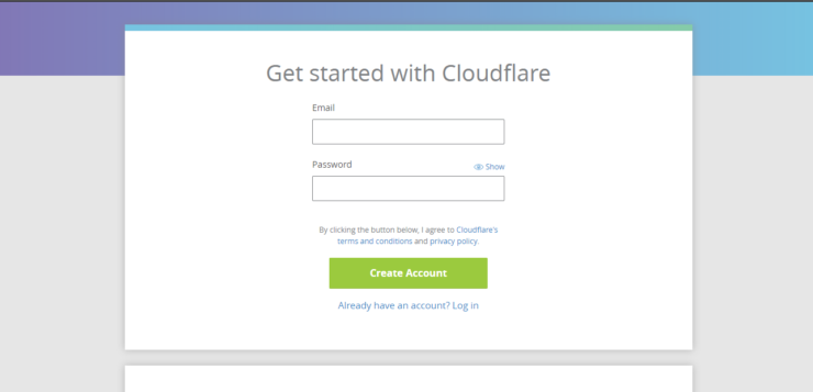 Create CloudFlare Account